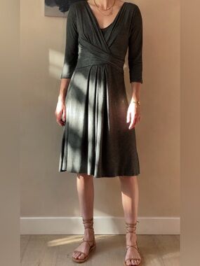 Max Mara Studio Gray Melange Viscose Jersey Wrap Dress Size S Made in Italy